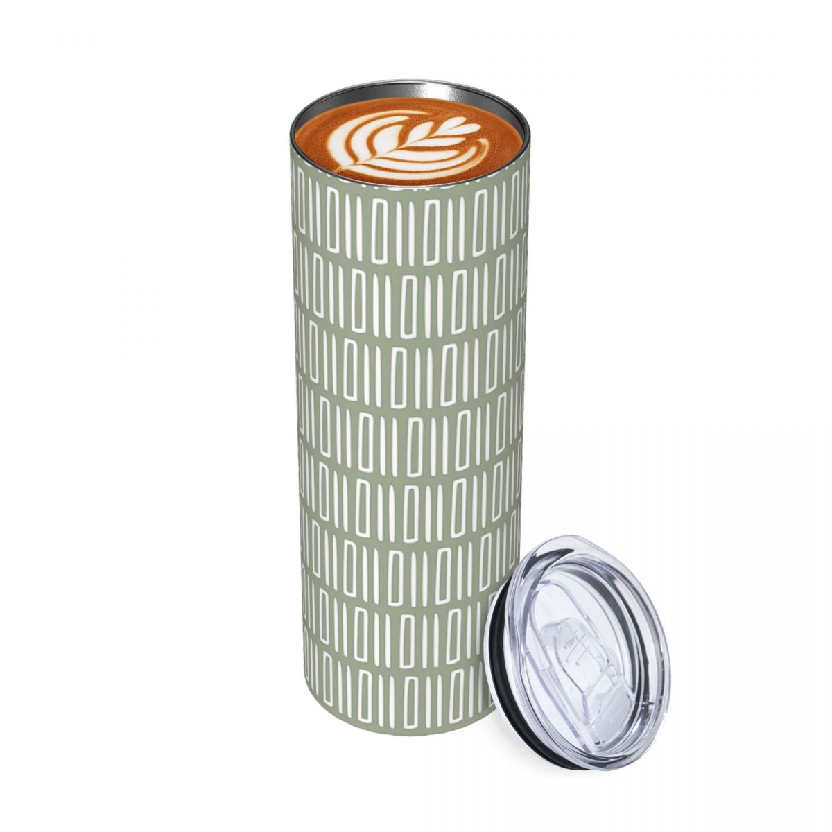Tumbler 20Oz White - Kabilesel Boho Soyut Desenli, Yeşil ve