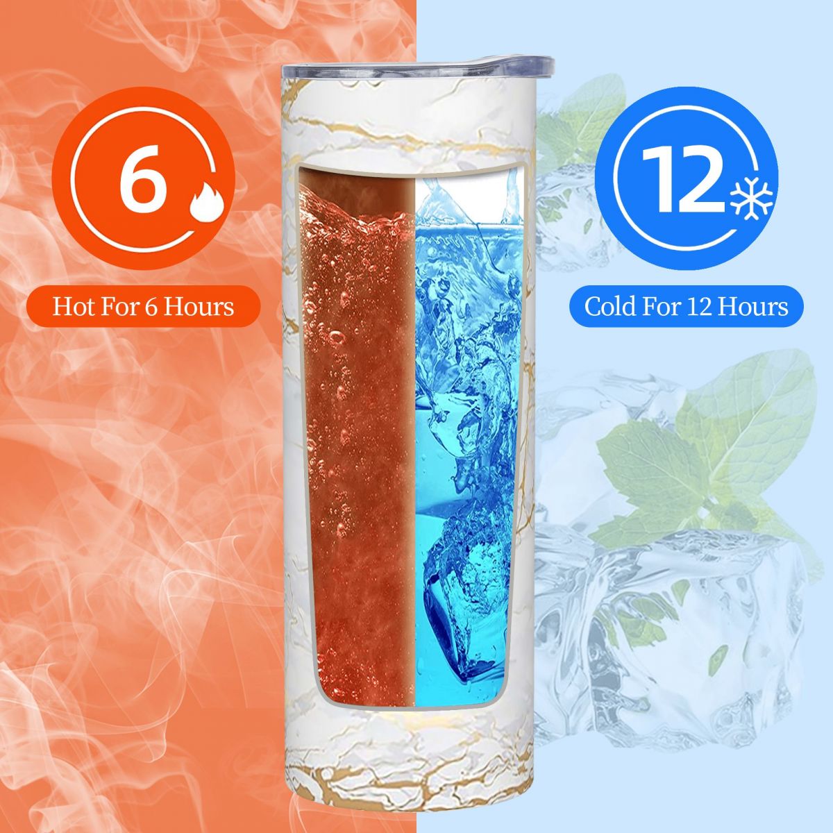 Beyaz ve Altın Mermer Desenli  - Tumbler 20Oz White incelemesi ve fiyatı