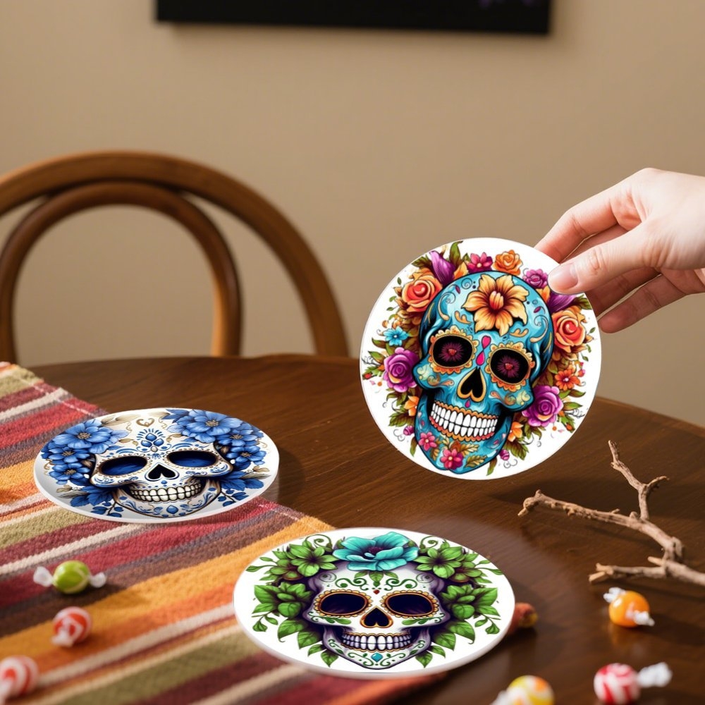6 adet Cadılar Bayramı Kafatas - Coaster Sublimation Blank incelemesi ve fiyatı