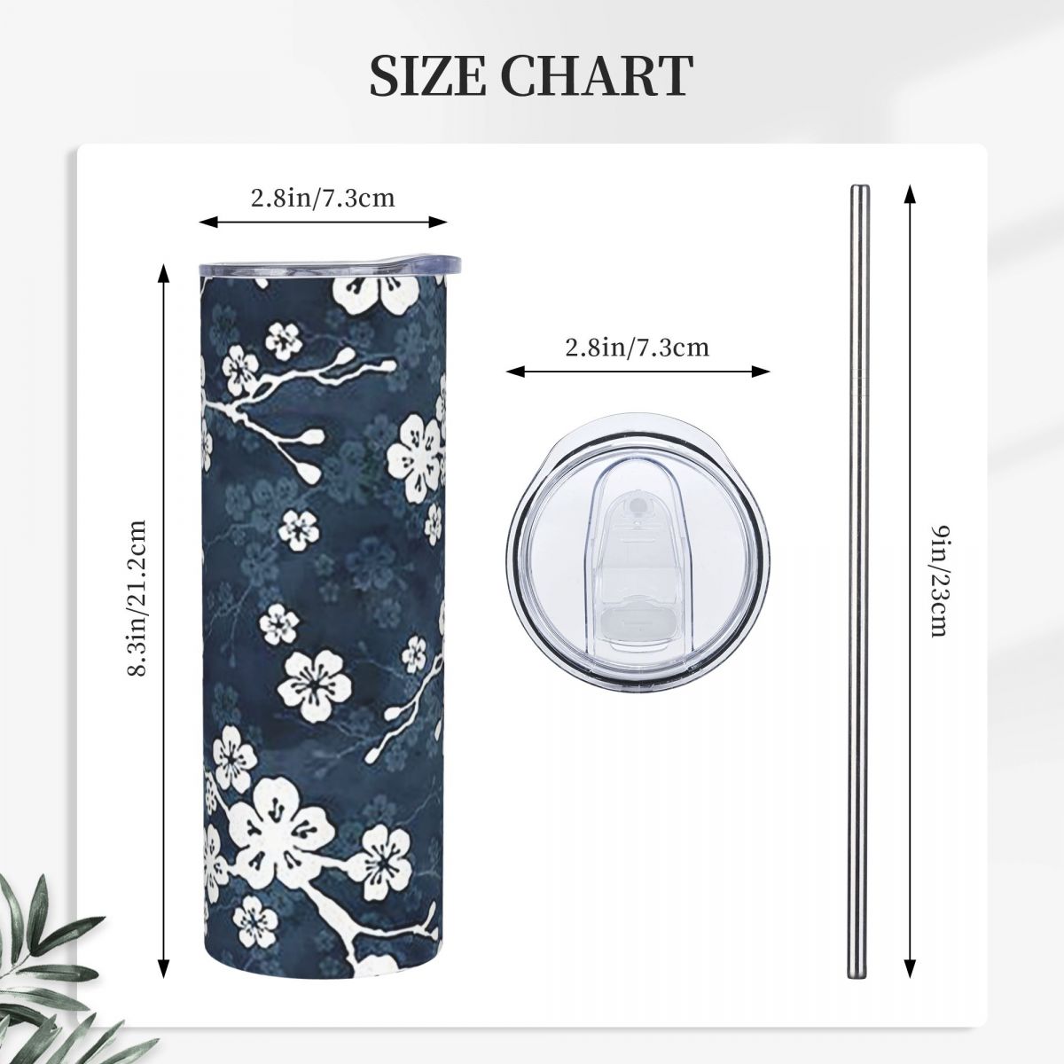 Lacivert ve Beyaz Kiraz Çiçeği - Tumbler 20Oz White incelemesi ve fiyatı